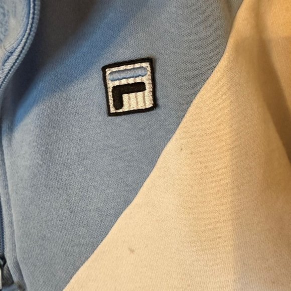 FILA Women's M Blue/White Chevron Collared Quarter Zip Pullover Sweater - Picture 6 of 16